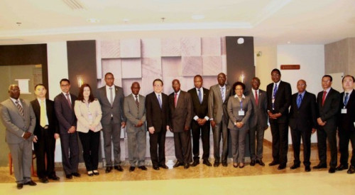 Group photo with the Minister of the Presidency of the Council of Ministers and Parliamentary Affairs, Mr Malal Sané