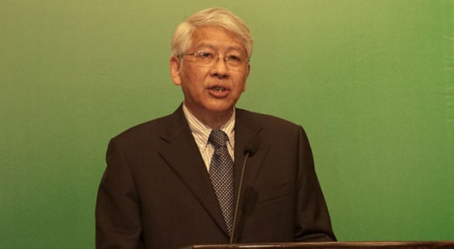 Presidente da Universidade da Cidade de Macau, Prof. Zhang Shuguang, a proferir o seu discurso