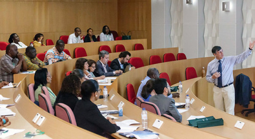 Participants attend talk