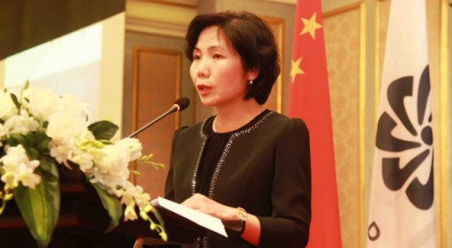 Secretary-General of Forum Macao, Ms Xu Yingzhen delivering a speech