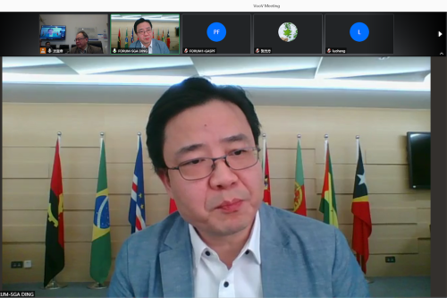 Deputy Secretary-General Mr Ding Tian takes part in the seminar via videoconference