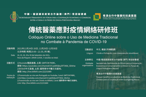 Poster do Colóquio Online sobre o Uso de Medicina Tradicional no Combate à Pandemia de COVID-19